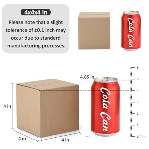 Eupako 4x4x4" Cardboard Box Mailers 25 Pack Brown Cube Corrugated Small Shipping Boxes for Mailing - Image 2