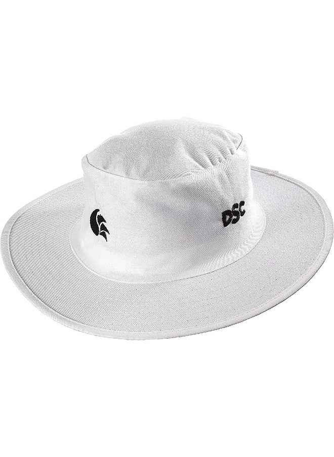 DSC Panama Atmos Round Cricket Hat | Color: White | Size: Large | Material: Cotton | Umpire Hat for Men’s & Women’s | Extra Wide Brim | Maximum Sunlight Protection | Comfortable and Classy  - Image 1