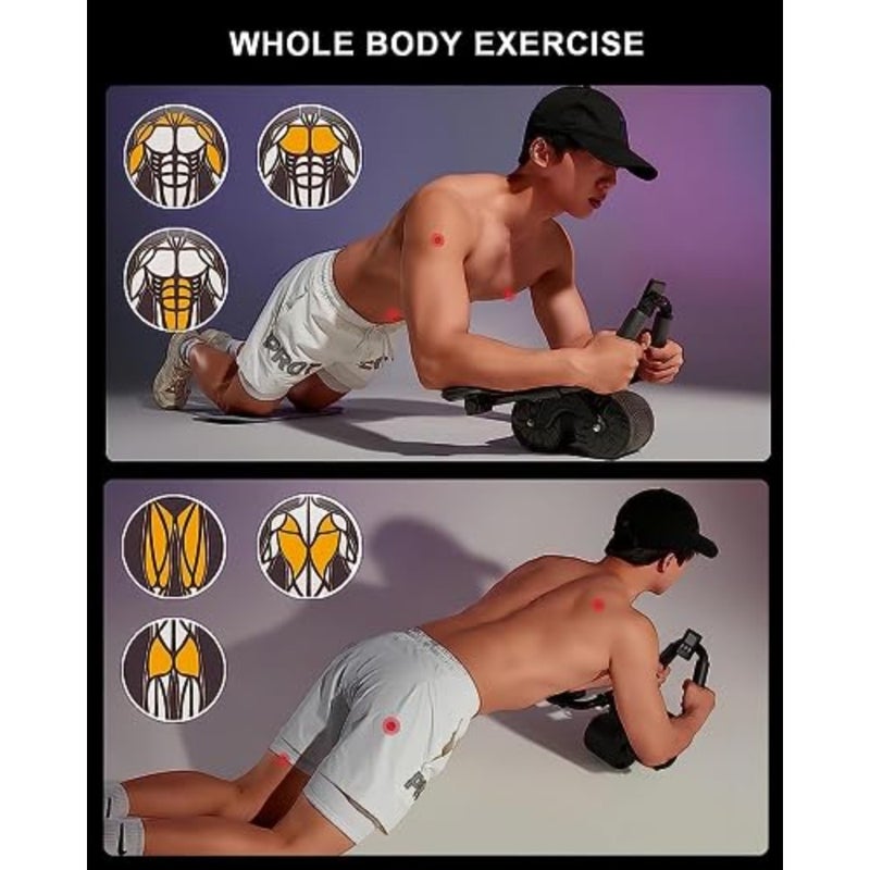 Abdominal exercise machine for home gym use, made of durable ABS plastic and stainless steel, black color with ergonomic non-slip grip, featuring automatic rebound for controlled core training and enhanced safety during abs workouts. - Image 2