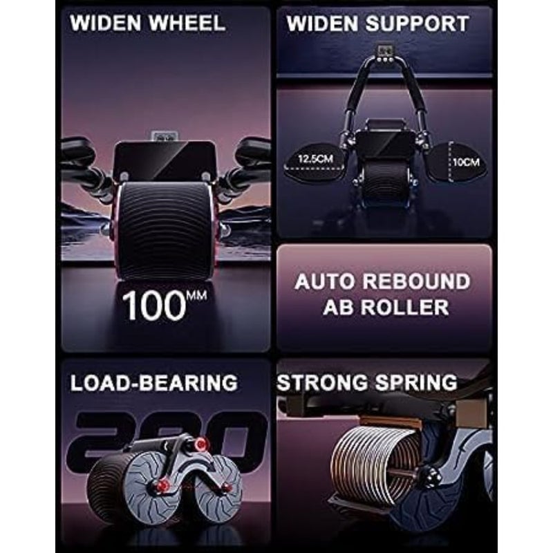 Abdominal exercise machine for home gym use, made of durable ABS plastic and stainless steel, black color with ergonomic non-slip grip, featuring automatic rebound for controlled core training and enhanced safety during abs workouts. - Image 4