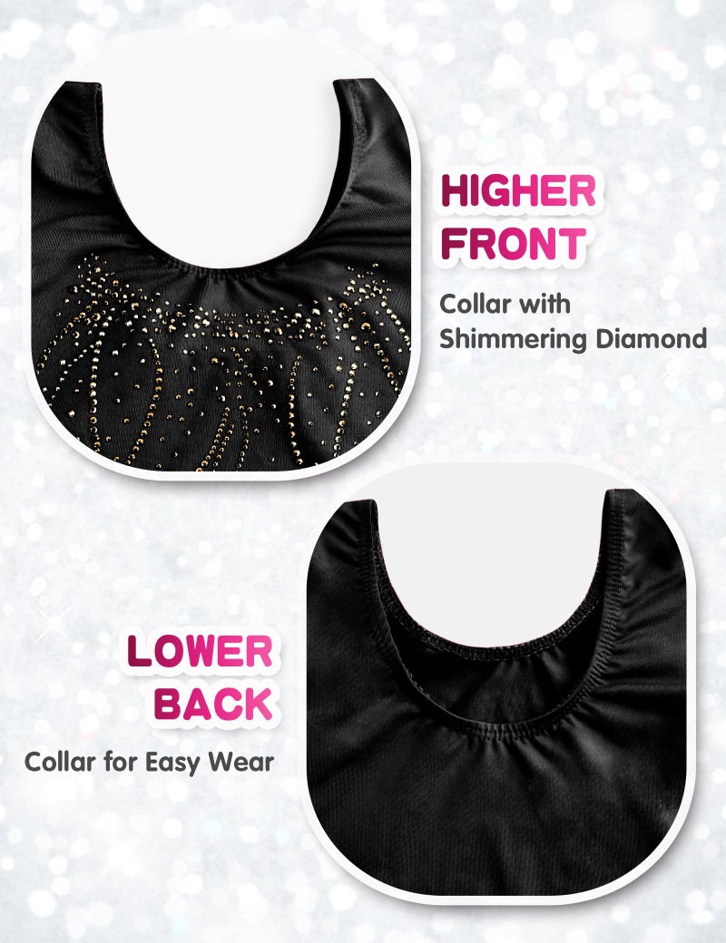 Nymphperi Leotard for Girls Gymnastics Long Sleeve Size 4t 5t Diamond Black Kids Athletic Activewear - Image 3