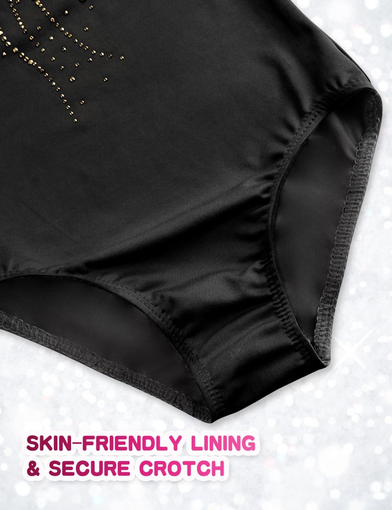 Nymphperi Leotard for Girls Gymnastics Long Sleeve Size 4t 5t Diamond Black Kids Athletic Activewear - Image 5