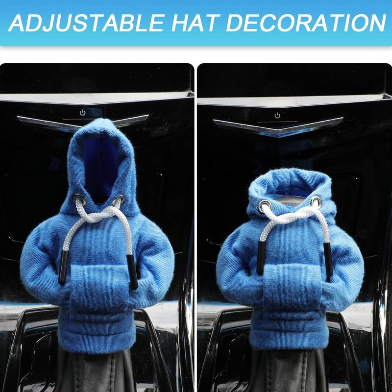 Gear Shift Hoodie, Upgraded Universal Hoodie Car Gear Shift Cover, Funny Shifter Hoodie, 5.9 Inch Car Shifter Stick Protector Decoration(Black/Blue) - Image 4