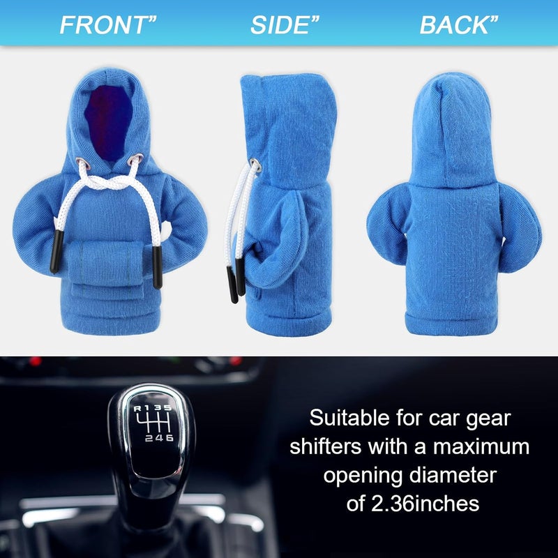 Gear Shift Hoodie, Upgraded Universal Hoodie Car Gear Shift Cover, Funny Shifter Hoodie, 5.9 Inch Car Shifter Stick Protector Decoration(Black/Blue) - Image 3