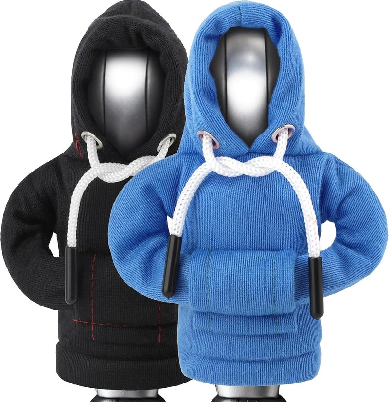 Gear Shift Hoodie, Upgraded Universal Hoodie Car Gear Shift Cover, Funny Shifter Hoodie, 5.9 Inch Car Shifter Stick Protector Decoration(Black/Blue) - Image 1