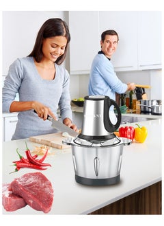 3L Stainless Steel Meat Grinder，Electric Food Chopper and Vegetable slicer, Food Processor for Meat Vegetables Onion Ginger Garlic Mincer Blender,  4 Sharp Blades, 3 Speeds, 800W, Silver - pzsku/Z4AD002ACD346FF715540Z/45/_/1728985334/ef980069-0c28-424b-892e-0bf4ed0f9ec7