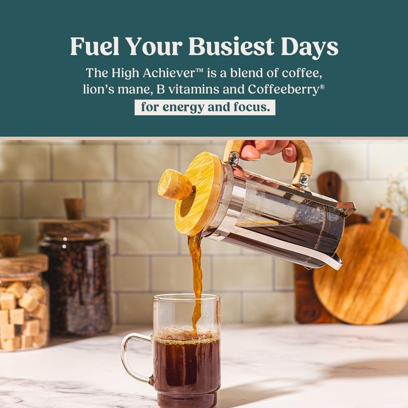 Bulletproof The High Achiever Ground Mushroom Coffee, 10oz, High Caffeine with Lion's Mane, B Vitamins and Adaptogens for Energy & Focus, Medium-Dark Roast - Image 4