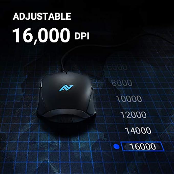 AV A900 PWM 3389 RGB GAMING MOUSE - 16,000 DPI ADJUSTABLE - 400IPS - 50G ACCELERATION - MCU 32 BIT - 16.8M COLORS RGB BLACKLIGHT FOR PC GAMES SUCH AS MOBA & FPS - Image 2