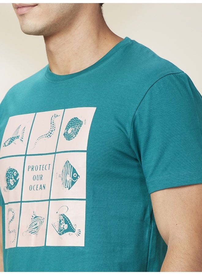 Being Human Mens Green Lake Round Neck Short Sleeve T-Shirt - Image 4