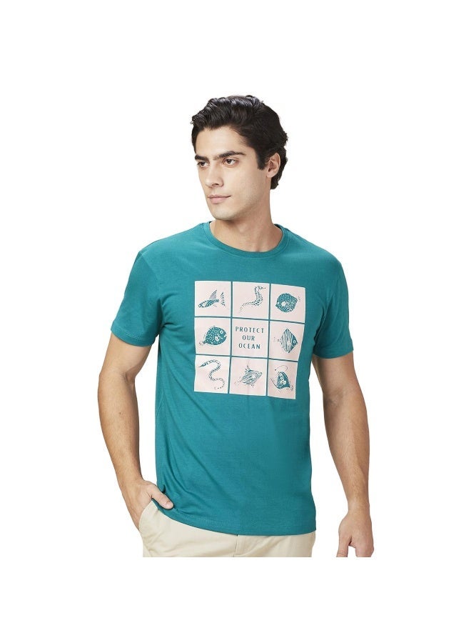 Being Human Mens Green Lake Round Neck Short Sleeve T-Shirt - Image 2