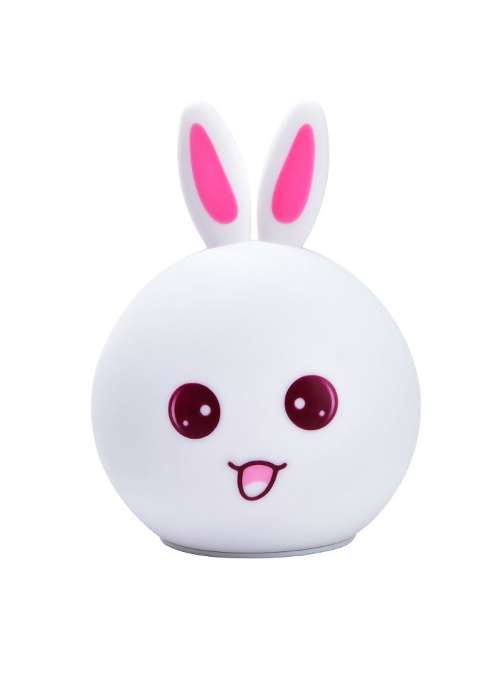 Rabbit shaped LED children's night light silicone soft and cute children's night light color changing light touch control 7-color USB charging interface  - Image 1