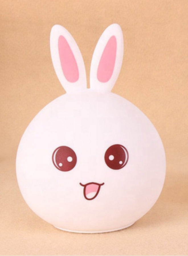 Rabbit shaped LED children's night light silicone soft and cute children's night light color changing light touch control 7-color USB charging interface  - Image 3