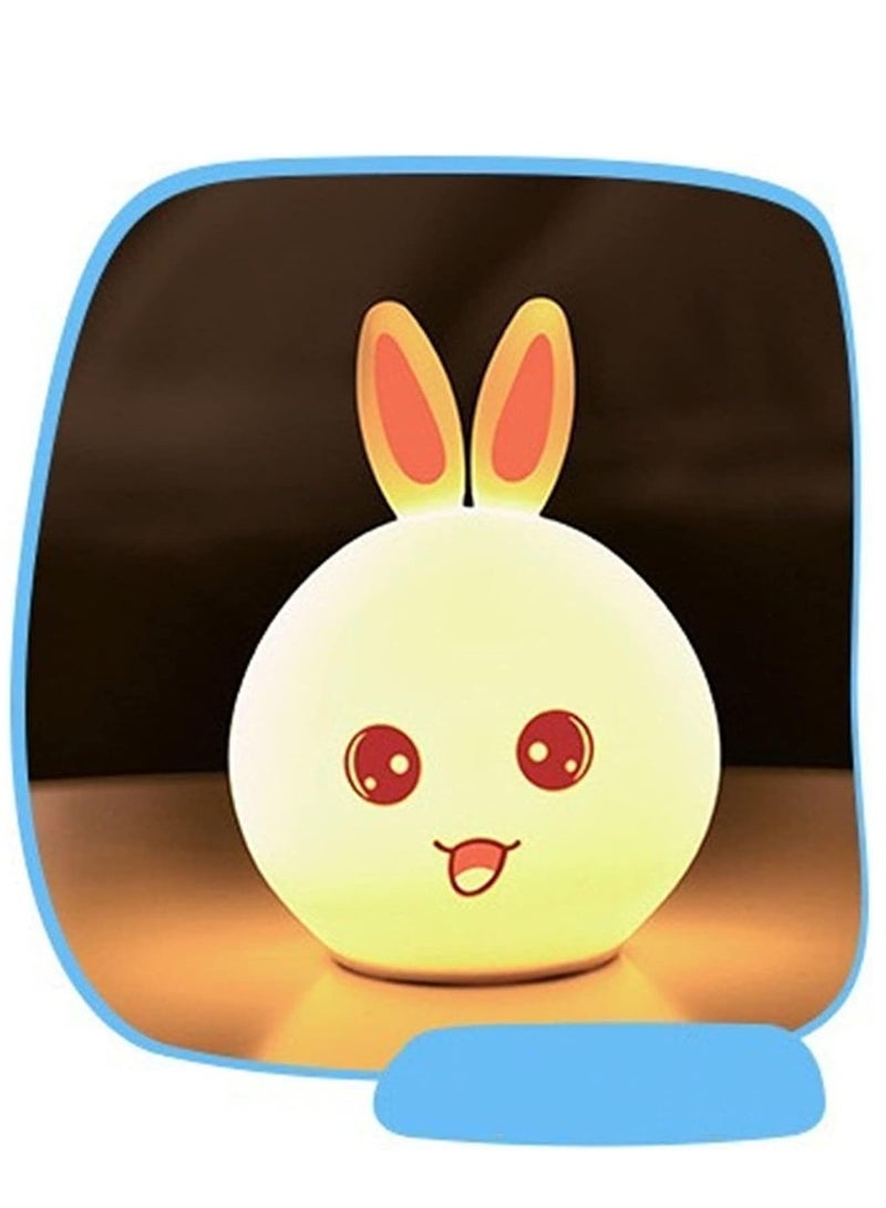 Rabbit shaped LED children's night light silicone soft and cute children's night light color changing light touch control 7-color USB charging interface  - Image 4