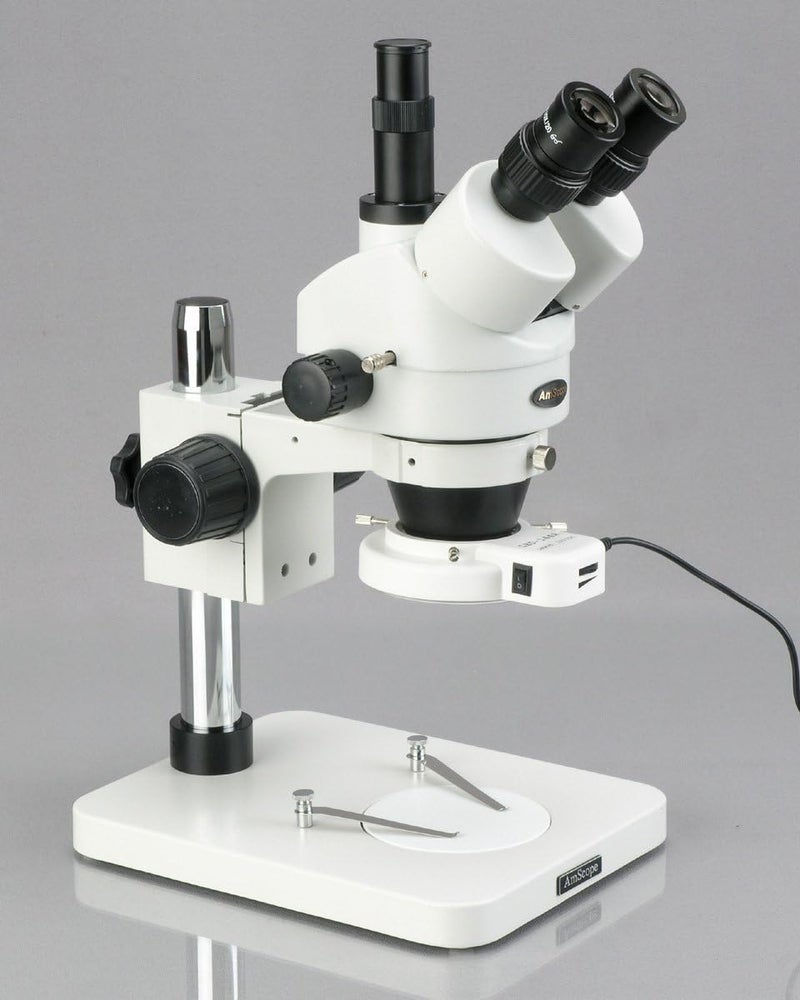 AmScope AmScope SM1TS144S10M Digital Professional Trinocular Stereo Zoom Microscope WH10x Eyepieces 7X45X Magnification 07X45X Zoom Objective 144Bulb LED Ring Light Pillar Stand 110V240V Includes 10MP Camera with Reduction Lens and Software  - Image 3