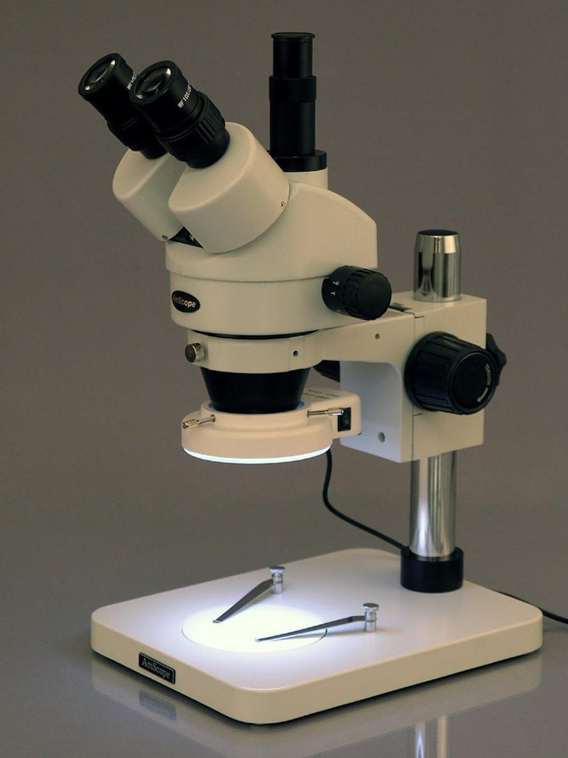 AmScope AmScope SM1TS144S10M Digital Professional Trinocular Stereo Zoom Microscope WH10x Eyepieces 7X45X Magnification 07X45X Zoom Objective 144Bulb LED Ring Light Pillar Stand 110V240V Includes 10MP Camera with Reduction Lens and Software  - Image 4