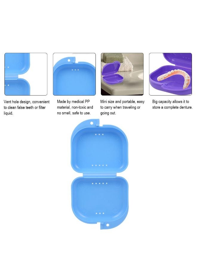 Denture Box Denture Case Dental False Teeth Cleaning Box Blue 0.023kg - Image 2