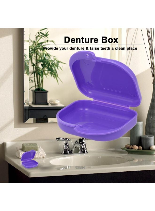 Denture Box Denture Case Dental False Teeth Cleaning Box Blue 0.023kg - Image 3