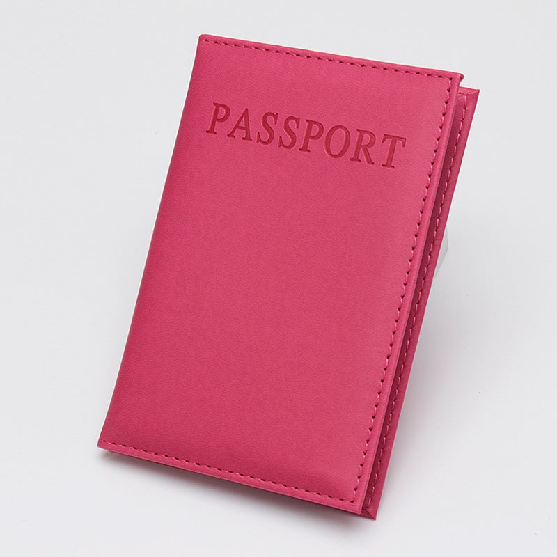 Custom Logo Leather Passport Holder Rose Red 