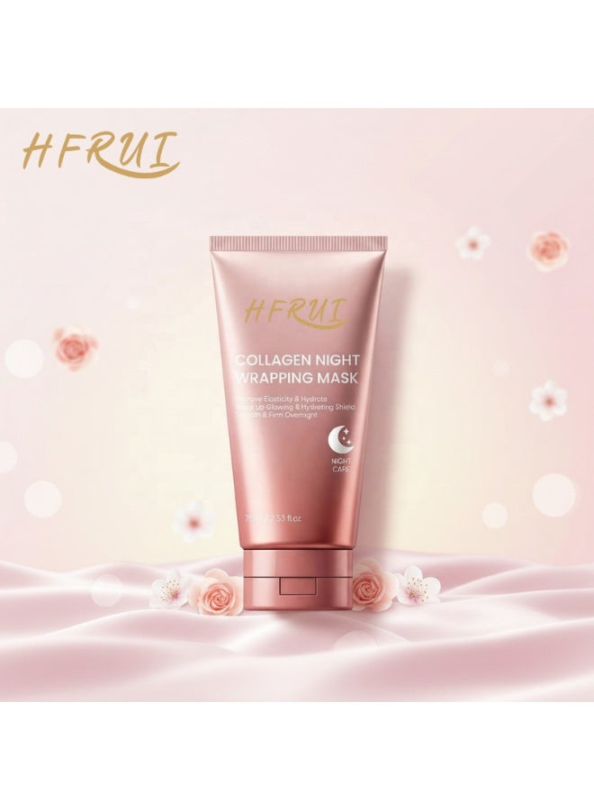 HFRUI Collagen Overnight Wrapping Peel Off Facial Mask Pack - Elasticity And Hydration Care, Reduces Sagging And Dullness - Hydrolyzed Collagen For Glowing Skin - Skin Care, 2.53 Fl.Oz - Image 1