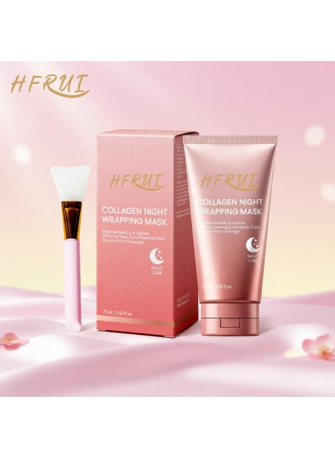 HFRUI Collagen Overnight Wrapping Peel Off Facial Mask Pack - Elasticity And Hydration Care, Reduces Sagging And Dullness - Hydrolyzed Collagen For Glowing Skin - Skin Care, 2.53 Fl.Oz - Image 2