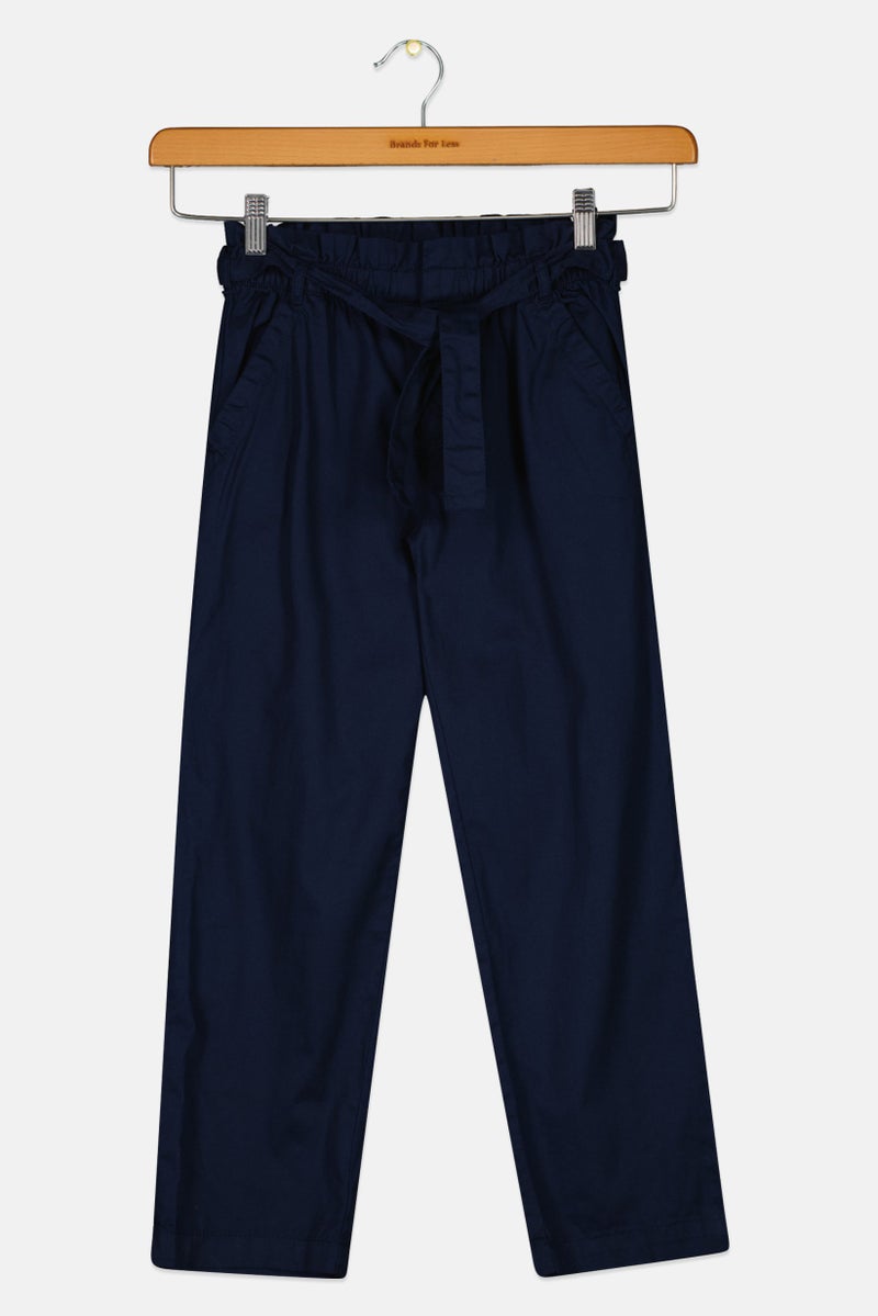 GAP Kids Girl Solid Belted Straight Pants, Navy  - Image 1