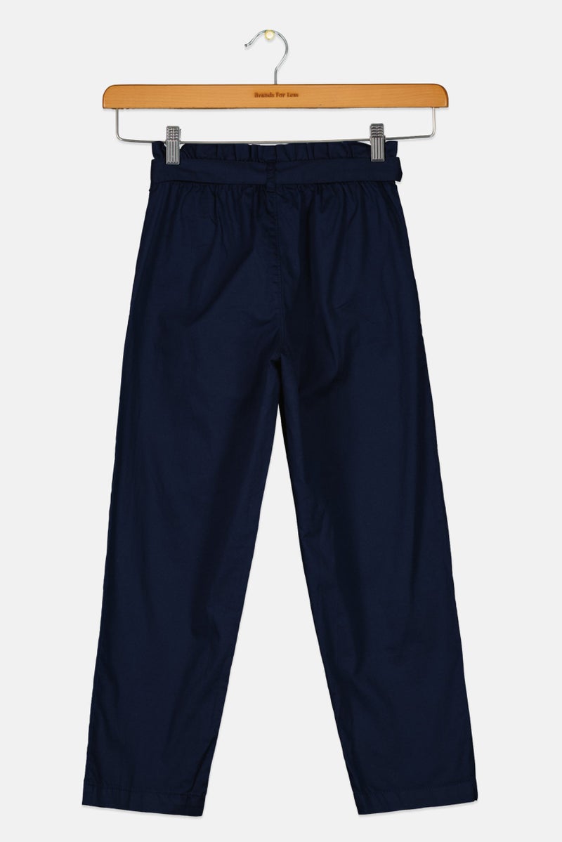 GAP Kids Girl Solid Belted Straight Pants, Navy  - Image 2
