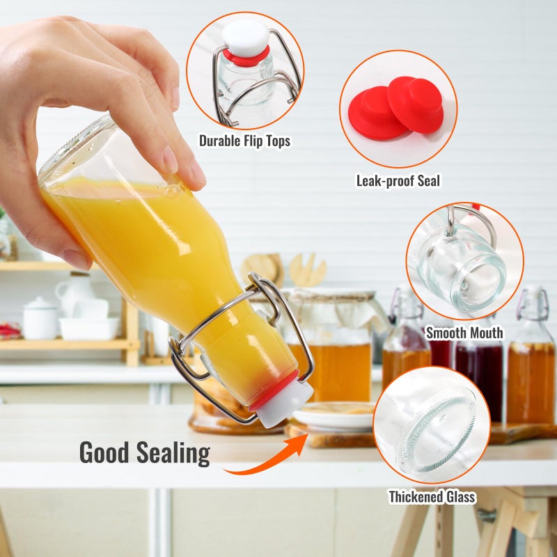 AuroTrends Swing Top Glass Bottles 4 oz 12Pack, Flip Top Glass Bottles with Airtight Flip Lids for Vanilla Extract Bottles/Home Brewing/Beverages/Oil (4 fl. oz, Set of 12) - Image 3