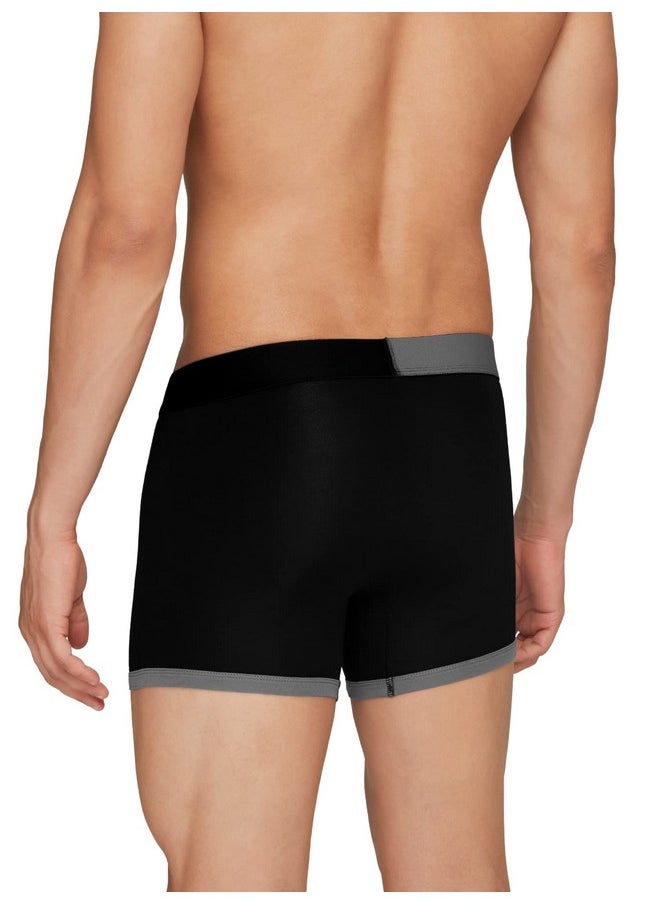 XYXX XYXX Men's Underwear Dualist IntelliSoft Antimicrobial Micro Modal Trunk Pack of 2 (Steel Grey & Black ; Black; XL)  - Image 3