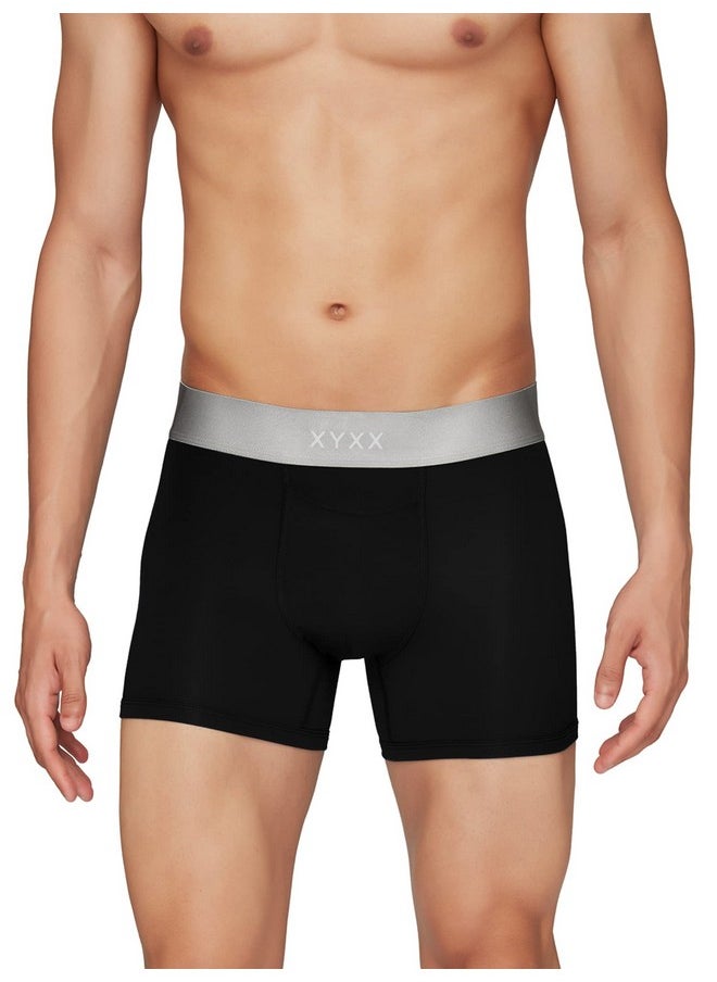 XYXX XYXX Men's Underwear Dualist IntelliSoft Antimicrobial Micro Modal Trunk Pack of 2 (Steel Grey & Black ; Black; XL)  - Image 5