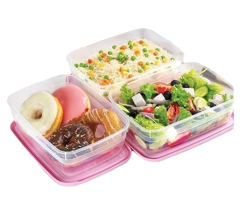 Lamsa Plast food container with lid refrigerator, dishwasher and microwave safe set of 3-1.8 lit - multicolor - Image 1