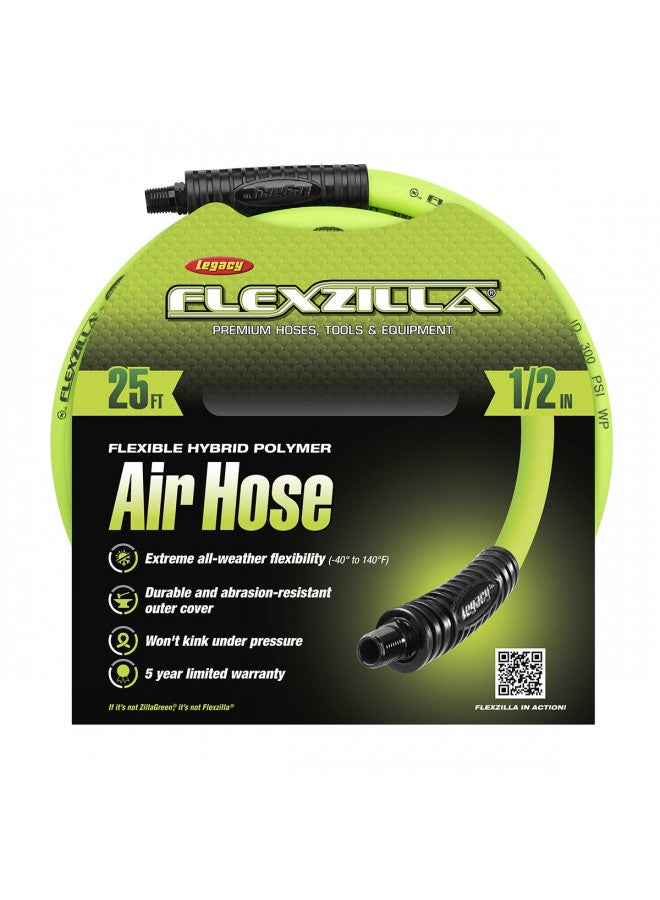 Flexzilla Air Hose, 1/2 in. x 25 ft., 3/8 in. MNPT Fittings, Heavy Duty, Lightweight, Hybrid, ZillaGreen - HFZ1225YW3 - Image 3