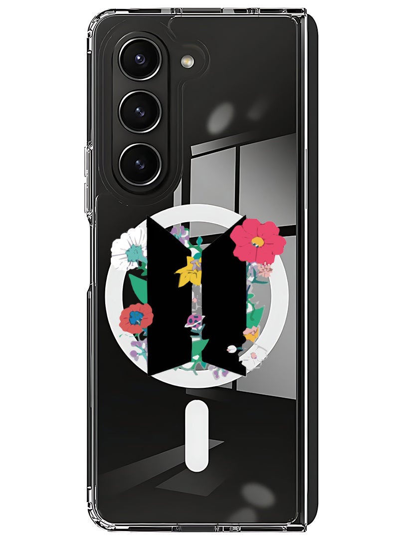 Theodor Magnetic Case for Samsung Galaxy Z Fold 5 Compatible with MagSafe Wireless Charging, Shockproof Phone Bumper Cover BTS floral B - Image 1