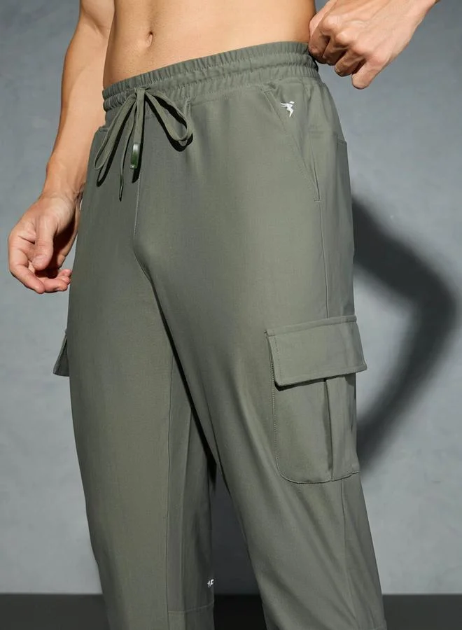Technosport Technosport Solid Regular Fit Cargo Joggers with Drawstring
