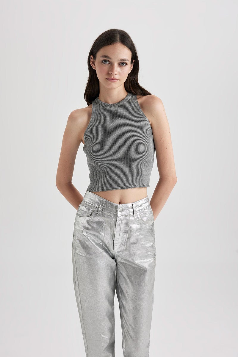 DeFacto Woman Slim Fit Halter Collar Sleeveless Tank Top  - Image 5