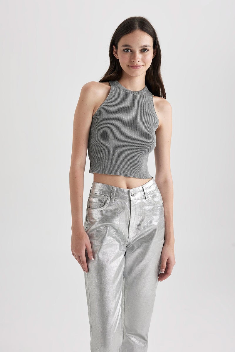 DeFacto Woman Slim Fit Halter Collar Sleeveless Tank Top  - Image 3