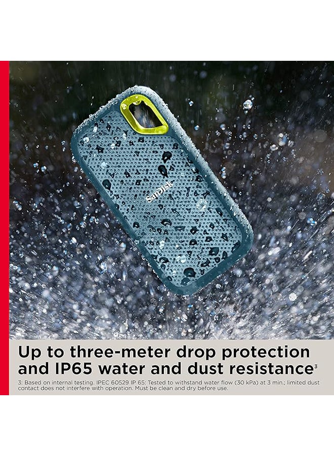 sandisk 2TB SanDisk Extreme Portable, 1050MB/s R, 1000MB/s W, 3mtr Drop Protection, IP65 Water/dust Resistance, HW Encryption, PC,MAC & TypeC Smartphone Compatible, External SSD, Monterey Color - Image 4