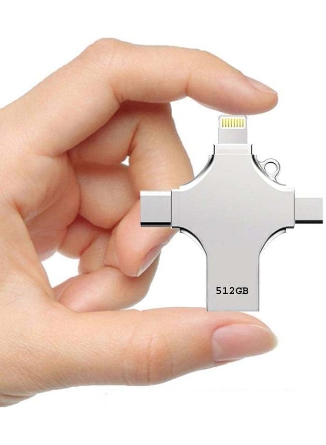 Flash Drive 512GB Multi Connector Flash Drive USB A USB C Micro USB and iPhone Connector - Image 1