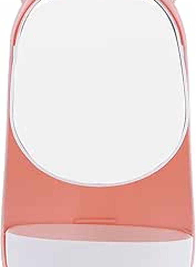 Adjustable Pink Vanity Mirror with Bear Design Cosmetic Desktop Makeup Mirror - Image 1