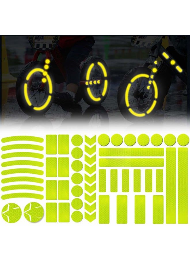 Leasinder 55 Pcs Reflective Stickers for Helmet Bicycle Reflective Tape Night Safety Stickers Decals for Motorcycle, Helmets, Bike, Strollers, Wheelchairs, Scooter, Wheelchairs (Yellow) - Image 1
