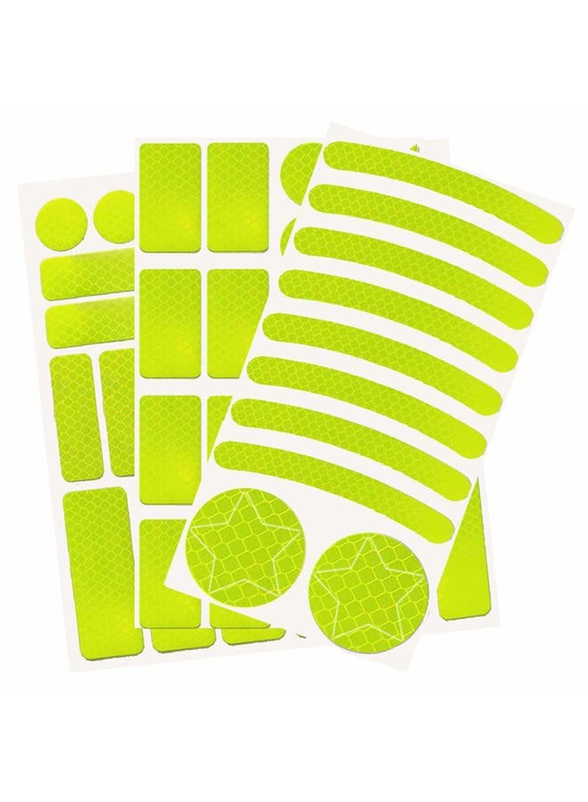 Leasinder 55 Pcs Reflective Stickers for Helmet Bicycle Reflective Tape Night Safety Stickers Decals for Motorcycle, Helmets, Bike, Strollers, Wheelchairs, Scooter, Wheelchairs (Yellow) - Image 2