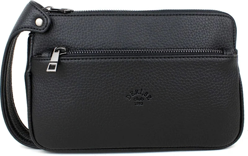 ديرسي كلوب Men's Black Color Luxury Travel Daily Multi-Compartment Portfolio Bag Clutch Bag