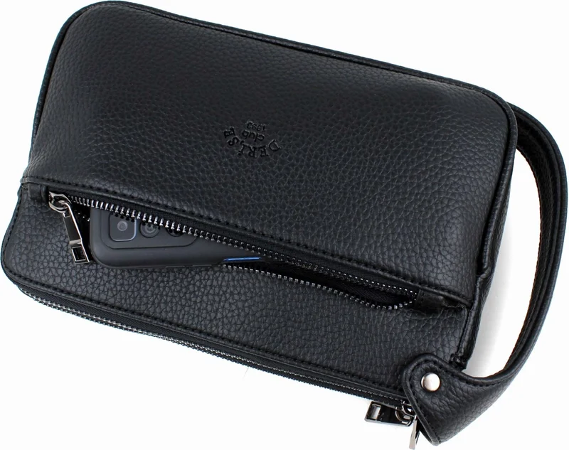 ديرسي كلوب Men's Black Color Luxury Travel Daily Multi-Compartment Portfolio Bag Clutch Bag