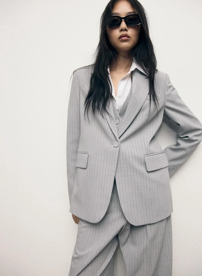 MANGO Pinstripe suit jacket