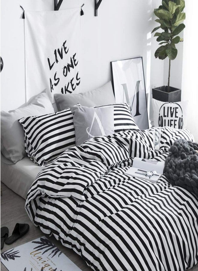 CLOTHKNOW Striped Comforter Set Queen Black and White Bedding Comforter Sets All Season Farmhouse Comforter Queen with 2 x Pillow Cases - Image 2