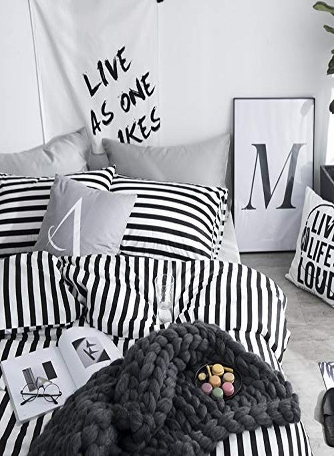 CLOTHKNOW Striped Comforter Set Queen Black and White Bedding Comforter Sets All Season Farmhouse Comforter Queen with 2 x Pillow Cases - Image 5