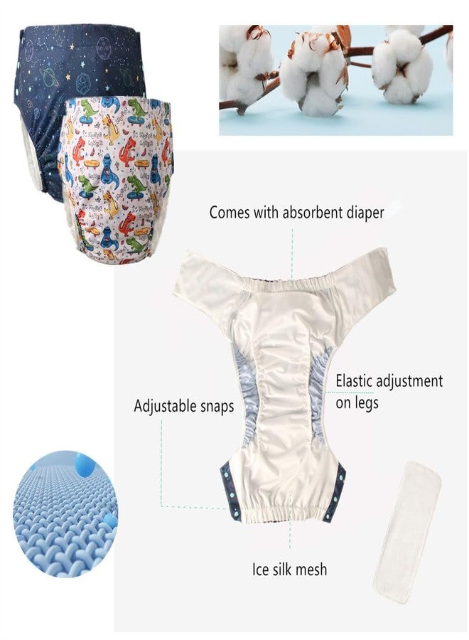 LAROTSUBA Unisex Reusable Adult Waterproof Cloth Diapers with Diaper Inserts,Adjustable Incontinence Pocket Diaper with Snaps,Incontinence Underwear,Anti-Side Leakage Diaper Pants(Dinosaur,XXL) - Image 5