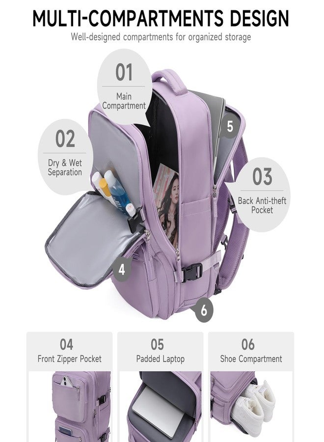 GAEKEAO Travel Backpack For Women Men Airline Approved Carry On Laptop Backpack with USB Port Casual Daypack for Hiking Weekender Business Sports Light Purple - Image 4