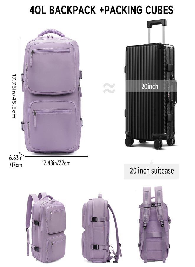 GAEKEAO Travel Backpack For Women Men Airline Approved Carry On Laptop Backpack with USB Port Casual Daypack for Hiking Weekender Business Sports Light Purple - Image 3