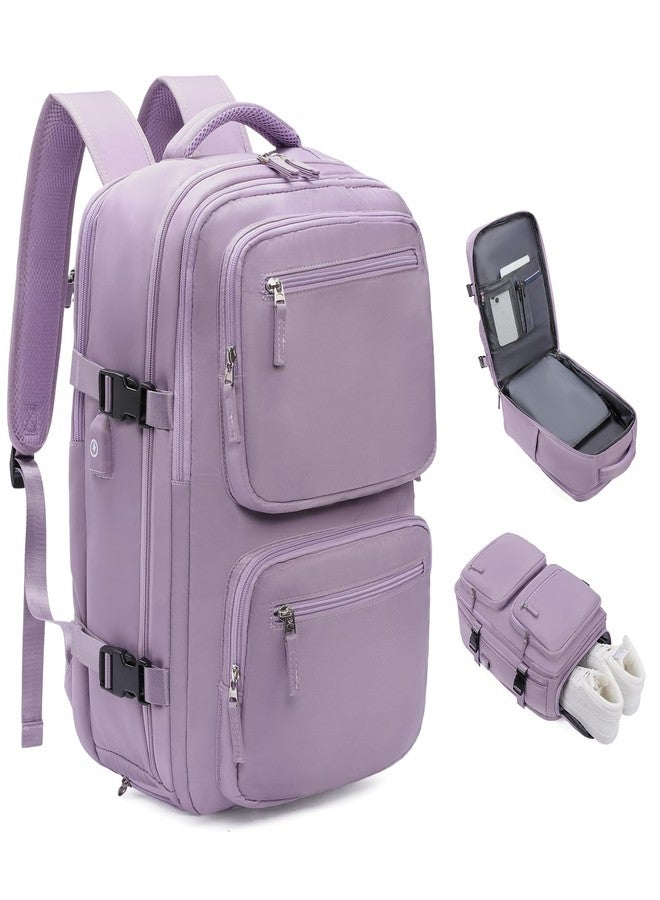 GAEKEAO Travel Backpack For Women Men Airline Approved Carry On Laptop Backpack with USB Port Casual Daypack for Hiking Weekender Business Sports Light Purple - Image 1