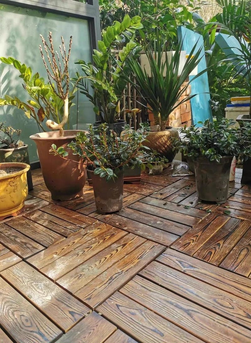 لينجوي بلاط الأرضية الخشبي المتشابك بني 30x3x30 سم 10 قطع  - Image 5